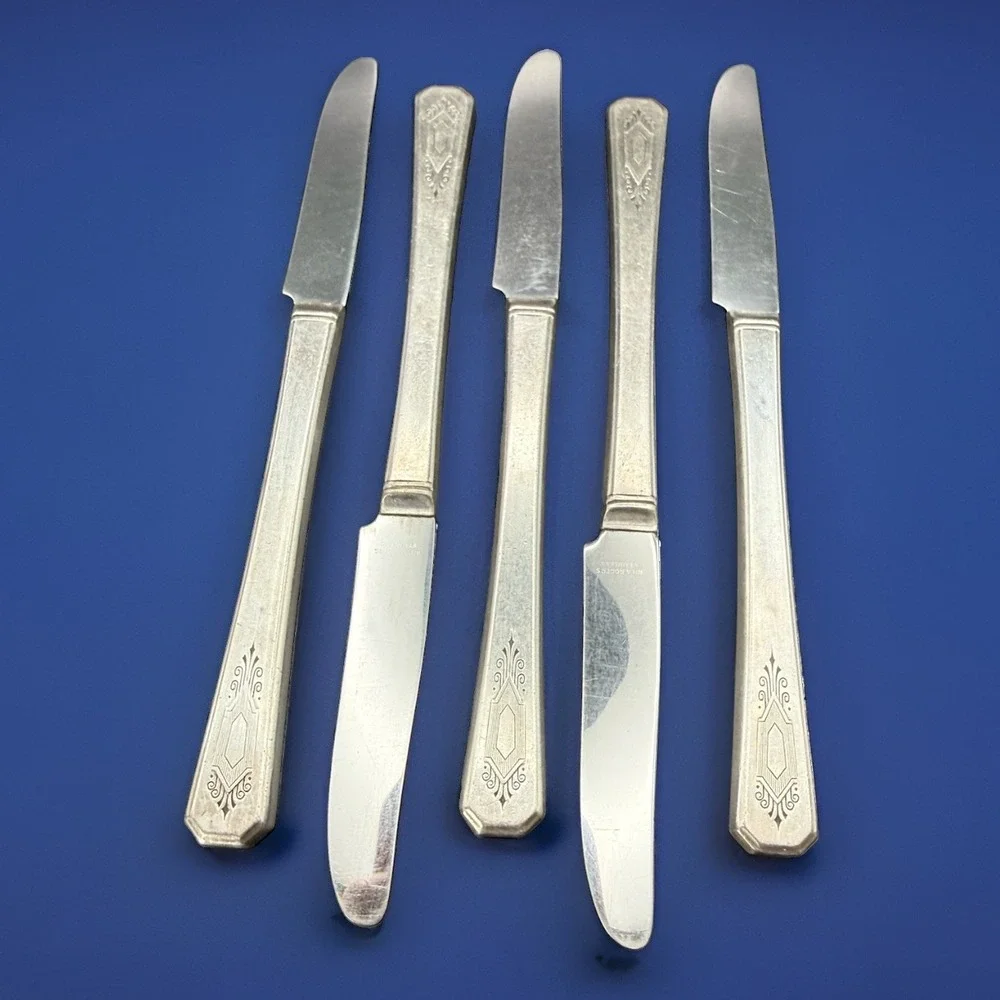 VTG Oneida WM. A. Rogers Croydon Mary Lee Silverplate Dinner Knife 1932 Set Of 5
